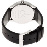 Calvin Klein Minimal Grey Dial Black Leather Strap Watch for Men - K3M221C4