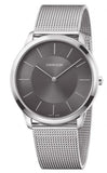 Calvin Klein Minimal Grey Dial Silver Mesh Bracelet Watch for Men - K3M21124