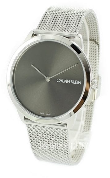 Calvin Klein Minimal Grey Dial Silver Mesh Bracelet Watch for Men - K3M211Y3