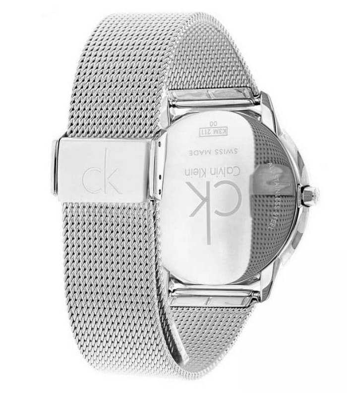 Calvin Klein Minimal Grey Dial Silver Mesh Bracelet Watch for Men - K3M22124