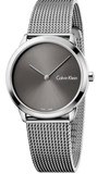 Calvin Klein Minimal Grey Dial Silver Mesh Bracelet Watch for Men - K3M22124