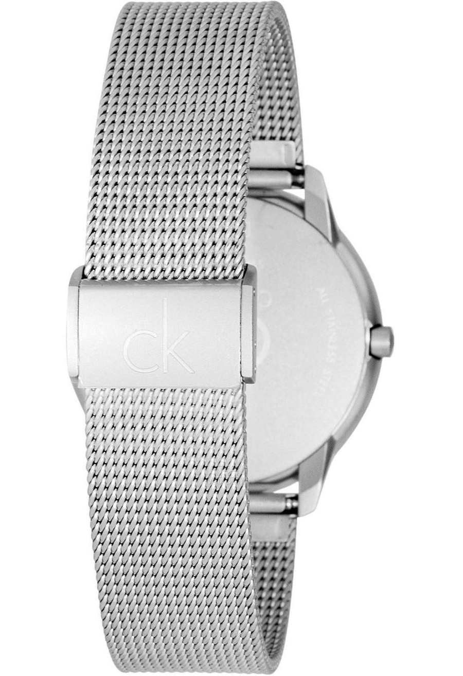 Calvin Klein Minimal Grey Dial Silver Mesh Bracelet Watch for Women - K3M23124