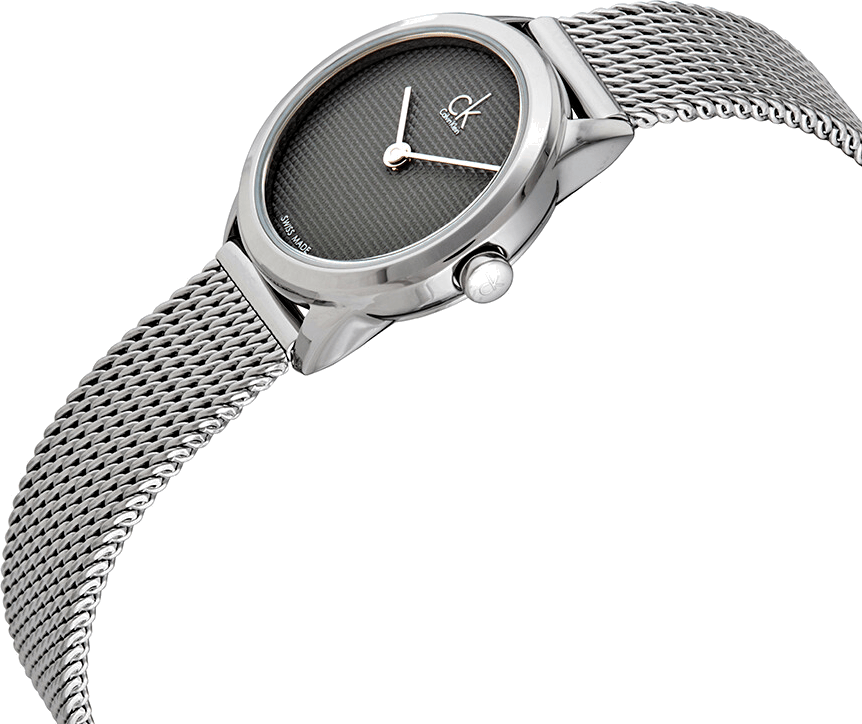 Calvin Klein Minimal Grey Dial Silver Mesh Bracelet Watch for Women - K3M2312X