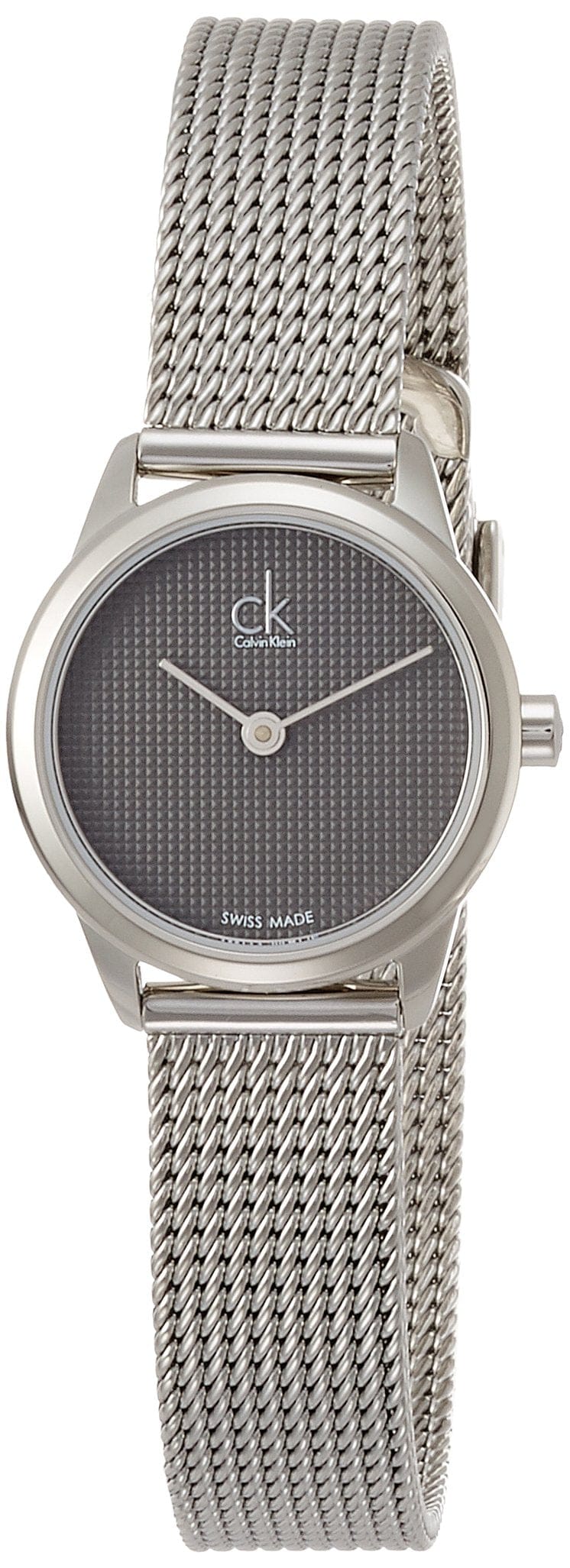 Calvin Klein Minimal Grey Dial Silver Mesh Bracelet Watch for Women - K3M2312X