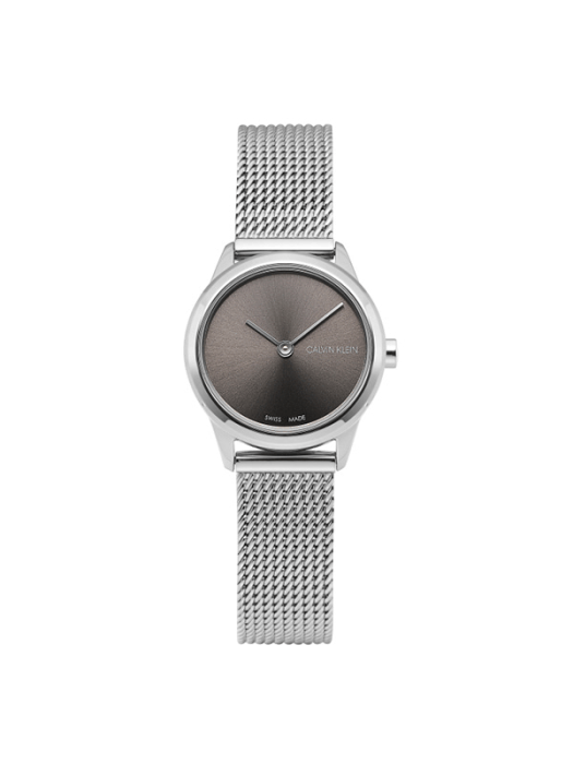 Calvin Klein Minimal Grey Dial Silver Mesh Bracelet Watch for Women - K3M231Y3