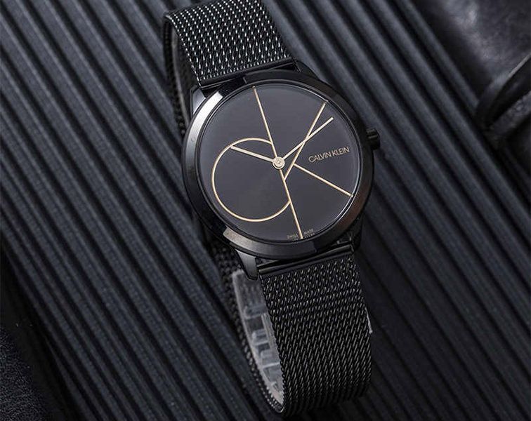 Calvin Klein Minimal Black Dial Black Mesh Bracelet Watch for Women - K3M224X1