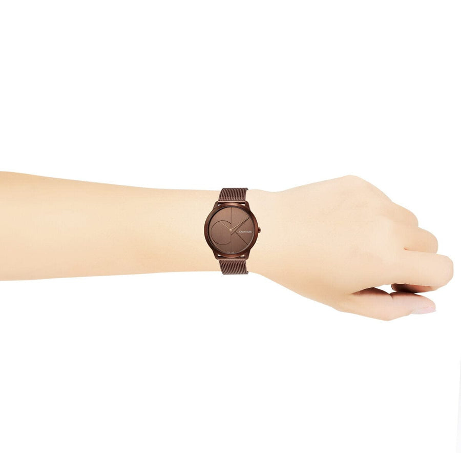 Calvin Klein Minimal Quartz Pink Gold Dial Pink Gold Mesh Bracelet Watch for Men - K3M11TFK