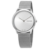 Calvin Klein Minimal SIlver Dial Silver Mesh Bracelet Watch for Women - K3M221Y6