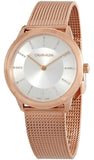 Calvin Klein Minimal White Dial Rose Gold Mesh Bracelet Watch for Women - K3M22Y2X