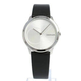 Calvin Klein Minimal Silver Dial Black Leather Strap Watch for Men - K3M211CY
