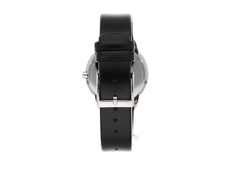 Calvin Klein Minimal Silver Dial Black Leather Strap Watch for Men - K3M221CY