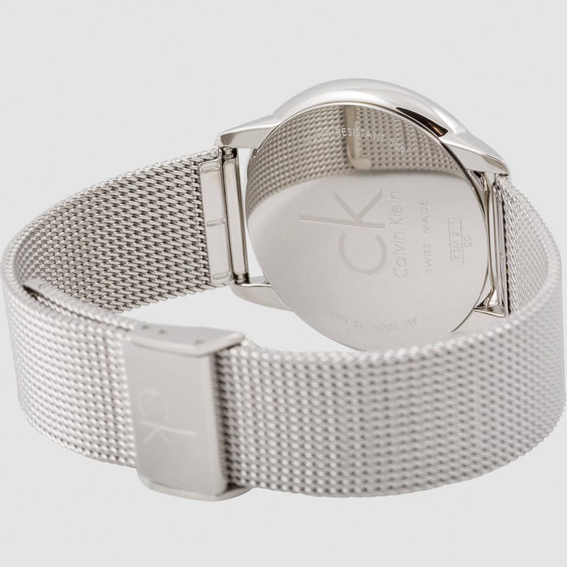 Calvin Klein Minimal Silver Dial Silver Mesh Bracelet Watch for Men - K3M21126