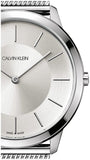 Calvin Klein Minimal Silver Dial Silver Mesh Bracelet Watch for Men - K3M21126