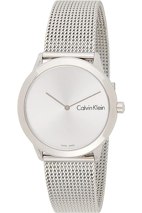 Calvin Klein Minimal Silver Dial Silver Mesh Bracelet Watch for Men - K3M211Y6