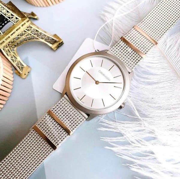 Calvin Klein Minimal Silver Dial Silver Mesh Strap Watch For Men - K3M521Y6