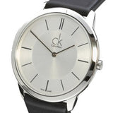 Calvin Klein Minimalist White Dial Black Leather Strap Watch for Men - K3M211C6