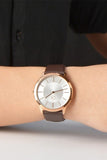 Calvin Klein Minimal White Dial Brown Leather Strap Watch for Men - K3M216G6