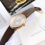 Calvin Klein Minimal White Dial Brown Leather Strap Watch for Women - K3M226G6
