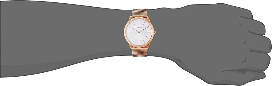 Calvin Klein Minimal White Dial Rose Gold Mesh Bracelet Watch for Men - K3M21626