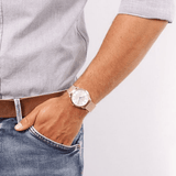 Calvin Klein Minimal White Dial Rose Gold Mesh Bracelet Watch for Men - K3M21626