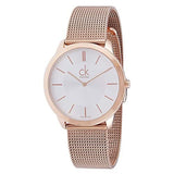 Calvin Klein Minimal White Dial Rose Gold Mesh Bracelet Watch for Men - K3M21626
