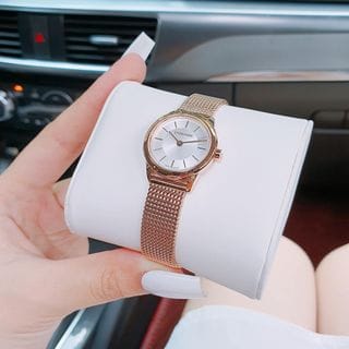 Calvin Klein Minimal White Dial Rose Gold Mesh Bracelet Watch for Women - K3M23626