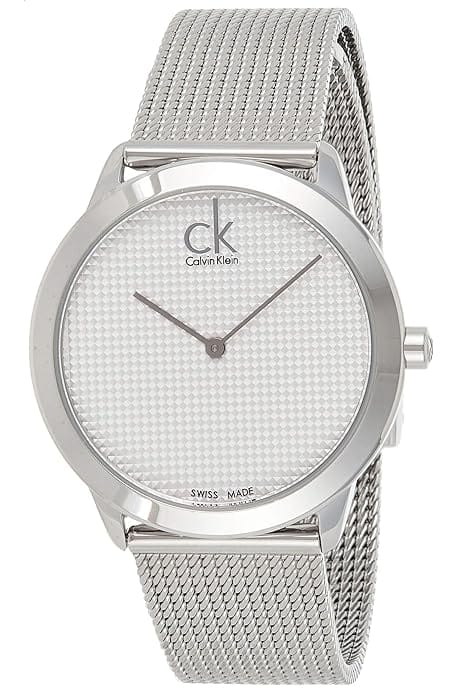 Calvin Klein Minimal White Dial Silver Mesh Bracelet Watch for Men - K3M2112Y