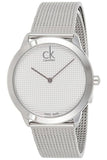 Calvin Klein Minimal White Dial Silver Mesh Bracelet Watch for Men - K3M2112Y