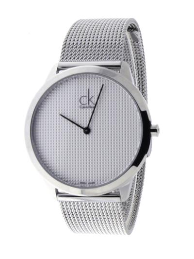 Calvin Klein Minimal White Dial Silver Mesh Bracelet Watch for Men - K3M2112Y