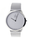 Calvin Klein Minimal White Dial Silver Mesh Bracelet Watch for Men - K3M2112Y