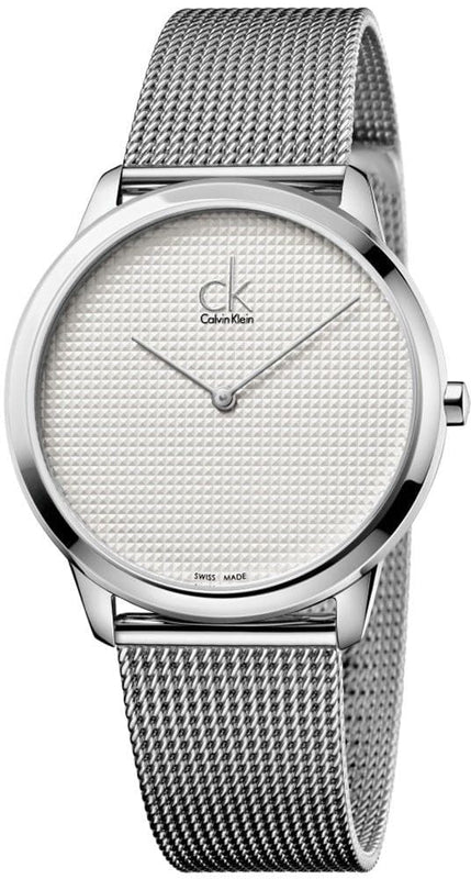 Calvin Klein Minimal White Dial Silver Mesh Bracelet Watch for Men - K3M2112Y
