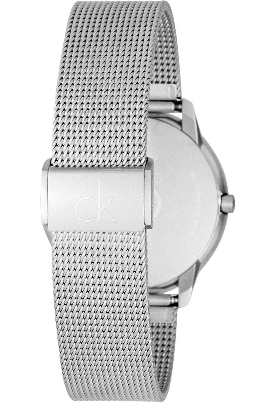Calvin Klein Minimal White Dial Silver Mesh Bracelet Watch for Women - K3M2212Y