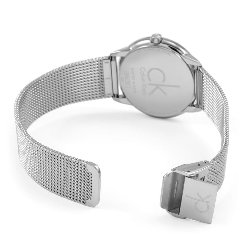 Calvin Klein Minimal White Dial Silver Mesh Bracelet Watch for Women - K3M2212Y