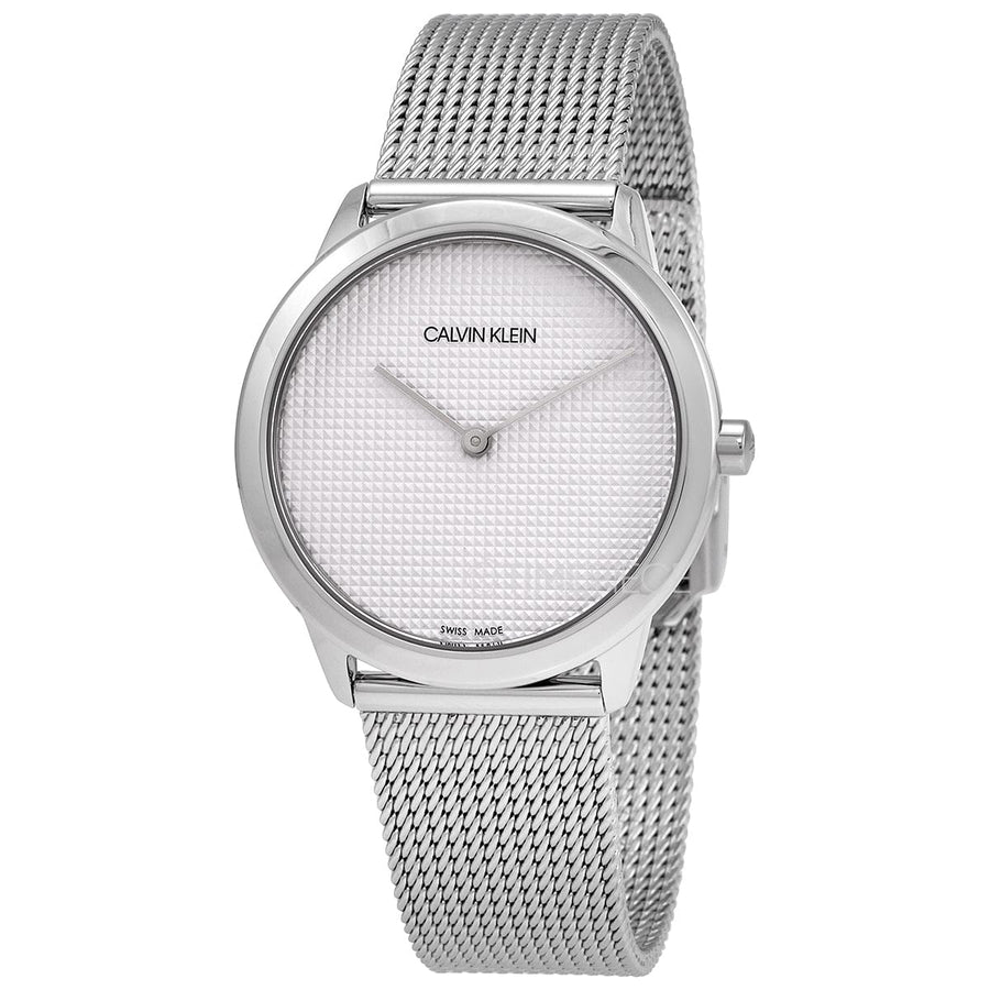 Calvin Klein Minimal White Dial Silver Mesh Bracelet Watch for Women - K3M2212Y