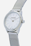 Calvin Klein Minimal White Dial Silver Mesh Bracelet Watch for Women - K3M23126