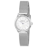 Calvin Klein Minimal White Dial Silver Mesh Bracelet Watch for Women - K3M23126
