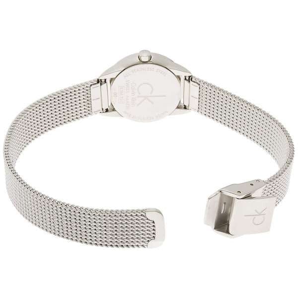 Calvin Klein Minimal White Dial Silver Mesh Bracelet Watch for Women - K3M2312Y