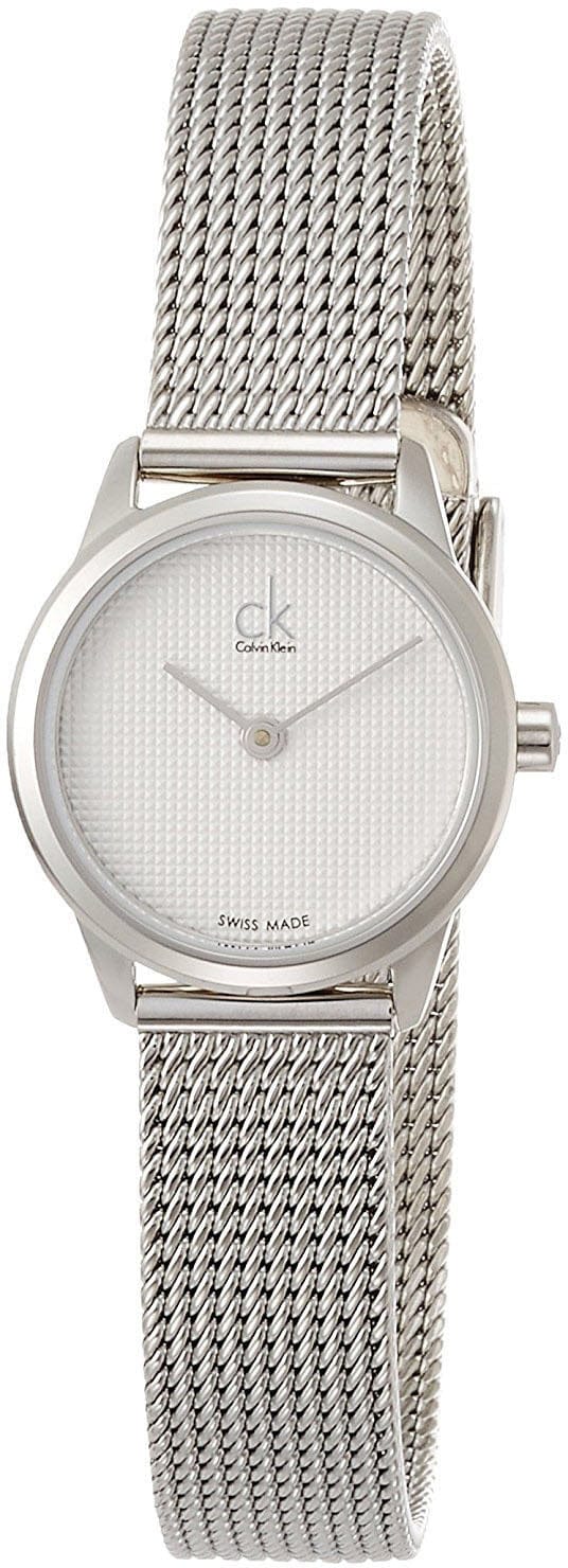 Calvin Klein Minimal White Dial Silver Mesh Bracelet Watch for Women - K3M2312Y