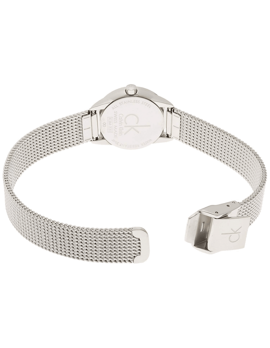Calvin Klein Minimal White Dial Silver Mesh Bracelet Watch for Women - K3M231Y6