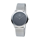 Calvin Klein Minimalist Black Dial Silver Mesh Bracelet Watch for Men - K3M2112X