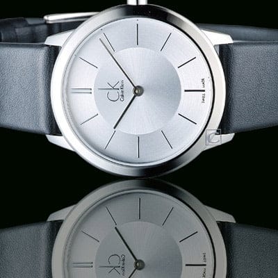Calvin Klein Minimalist White Dial Black Leather Strap Watch for Men - K3M211C6