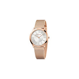 Calvin Klein Minimal White Dial Rose Gold Mesh Bracelet Watch for Women - K3M22Y2X