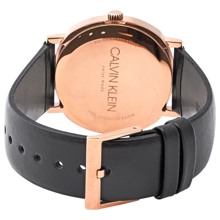 Calvin Klein Posh Black Dial Black Leather Strap Watch for Men - K8Q316C3