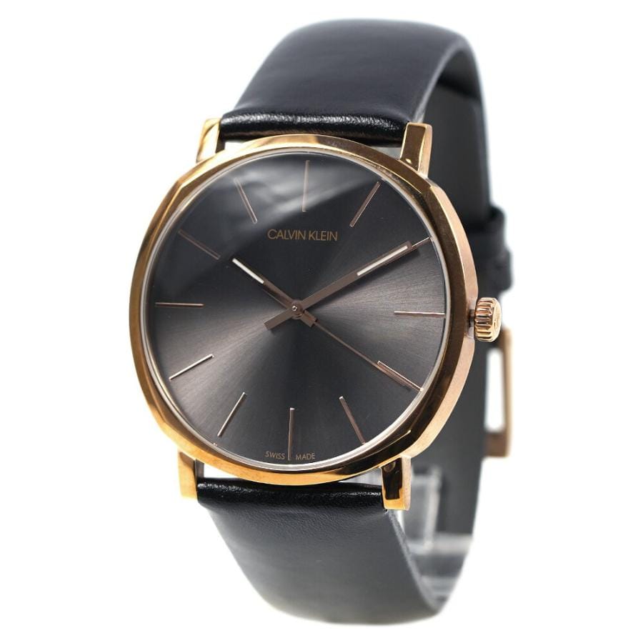 Calvin Klein Posh Black Dial Black Leather Strap Watch for Men - K8Q316C3