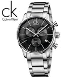 Calvin Klein Post Minimal Chronograph Black Dial Silver Steel Strap Watch for Men - K7627161