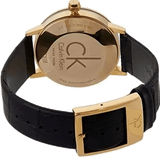 Calvin Klein Post Minimal Gold  Dial Black Leather Strap Watch For Men - K7621501