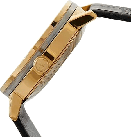 Calvin Klein Post Minimal Gold  Dial Black Leather Strap Watch For Men - K7621501