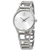 Calvin Klein Stately Silver Dial Silver Steel Strap Watch for Women - K3G2312W