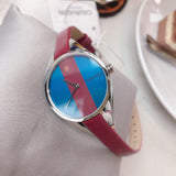Calvin Klein Rebel Blue Maroon Dial Maroon Leather Strap Watch for Women - K8P231UN