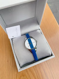 Calvin Klein Rebel Blue Silver Dial Blue Leather Strap Watch for Women - K8P231V6